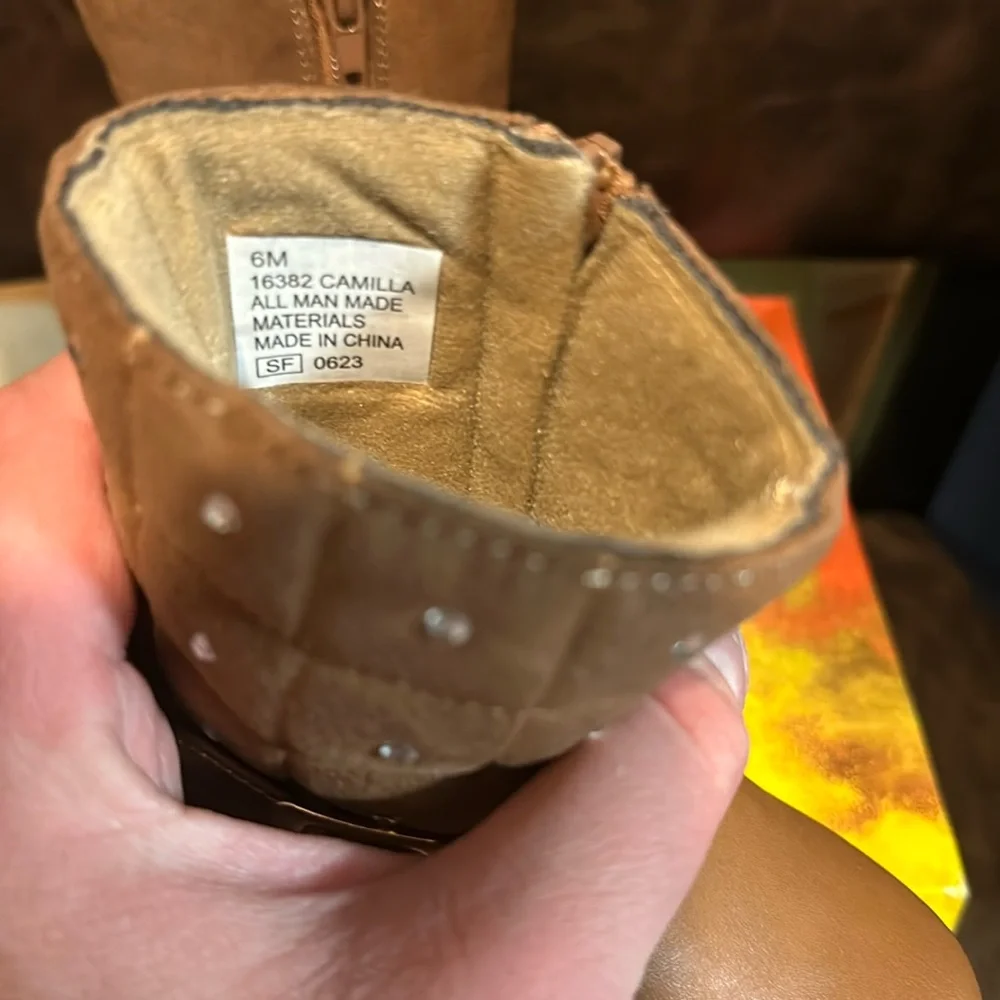 RACHEL SHOES CAMILLA BOOTS: COGNAC: NEW IN BOX: SIZE 6